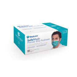 MEDICOM EARLOOP MASK W/ VISOR TEAL 25/BX